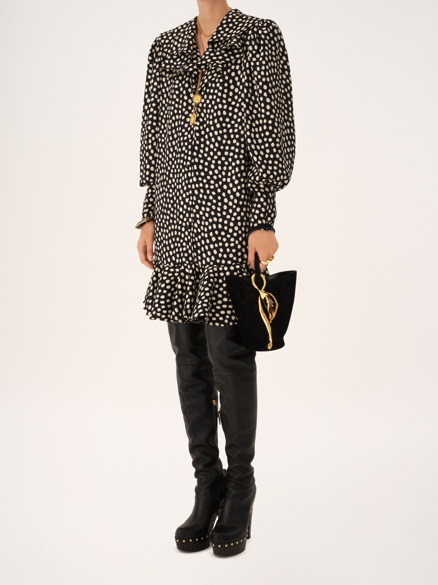 Petit sac seau dragonne Eden Treasures en cuir velours - 8