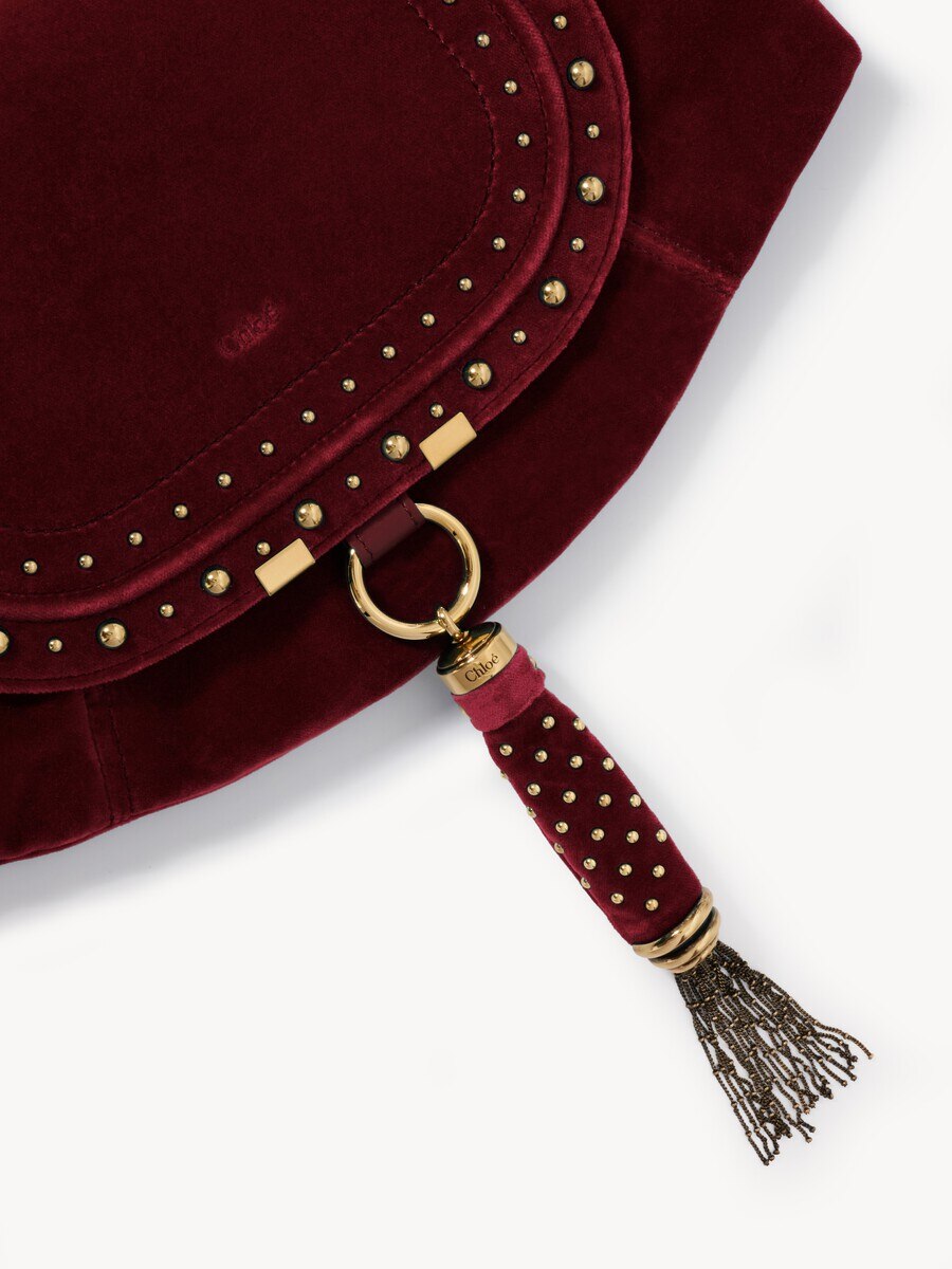 Small Marcie Foulard hobo bag in velvet with studs - 5