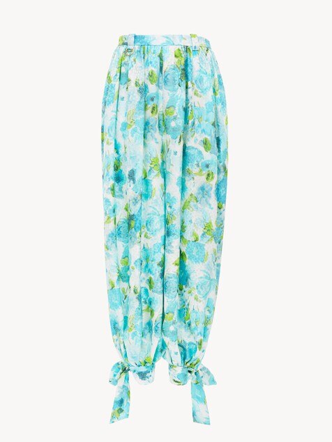 Pleated flowy trousers in silk jacquard