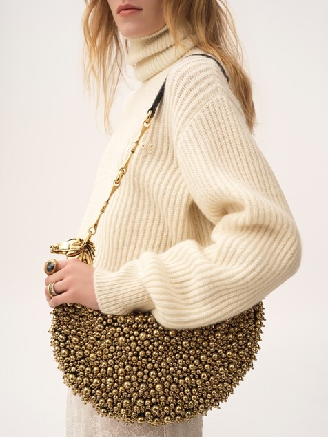 Chain Horse shoulder bag in beaded suede leather
