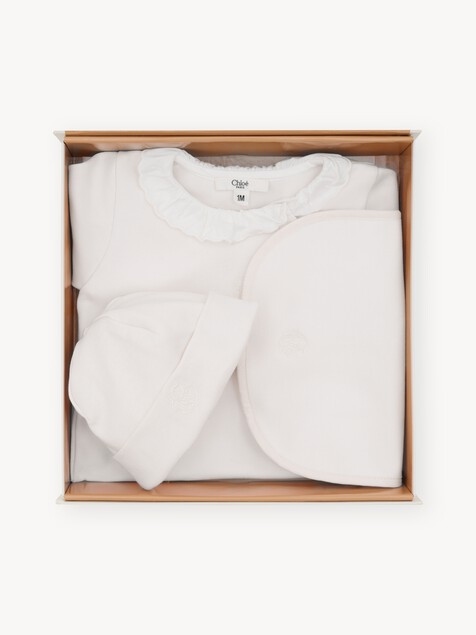 Baby gift set pajamas, hat & bib