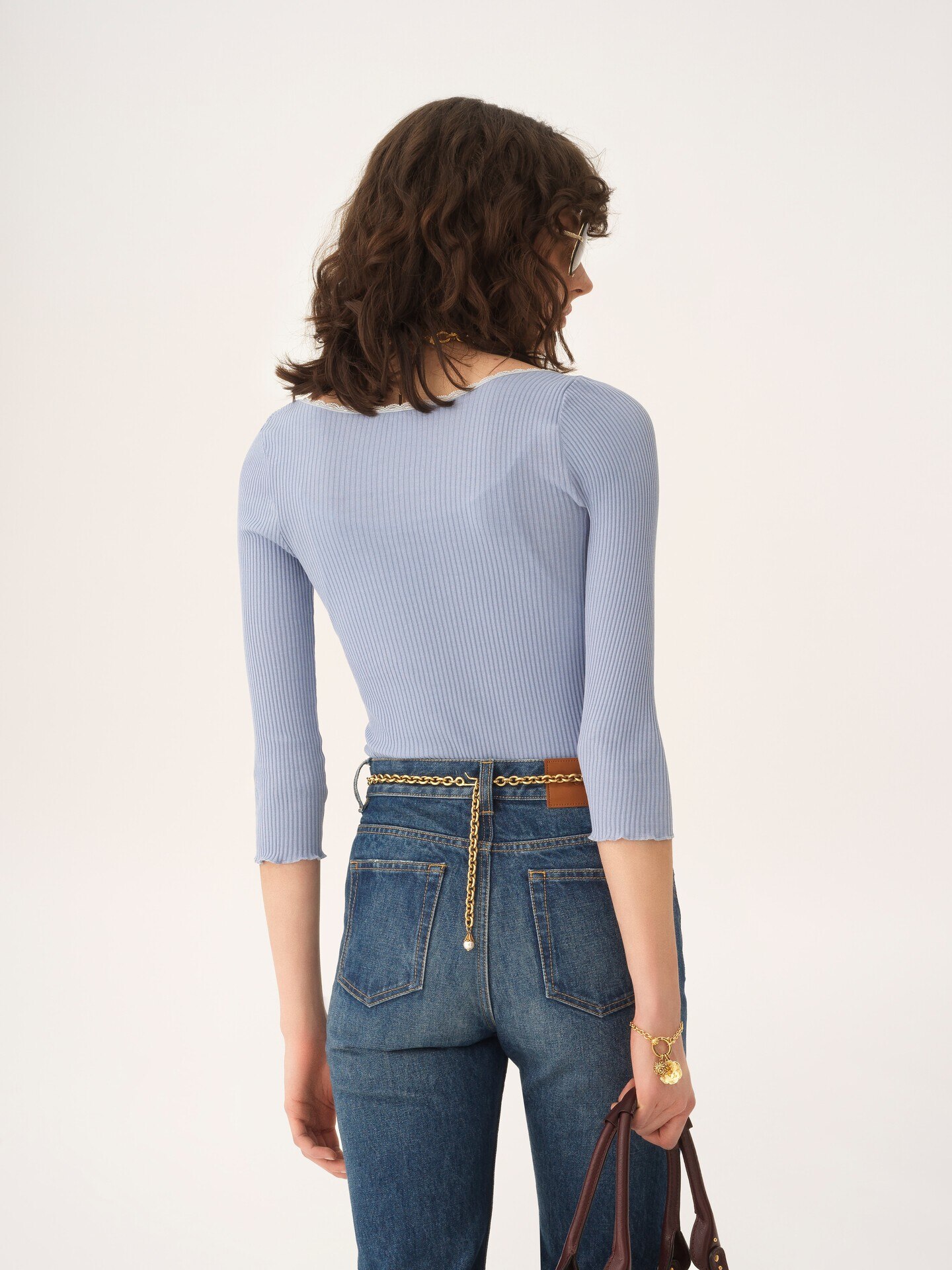 C&aacute;rdigan ajustado de cuello redondo de algod&oacute;n - 6