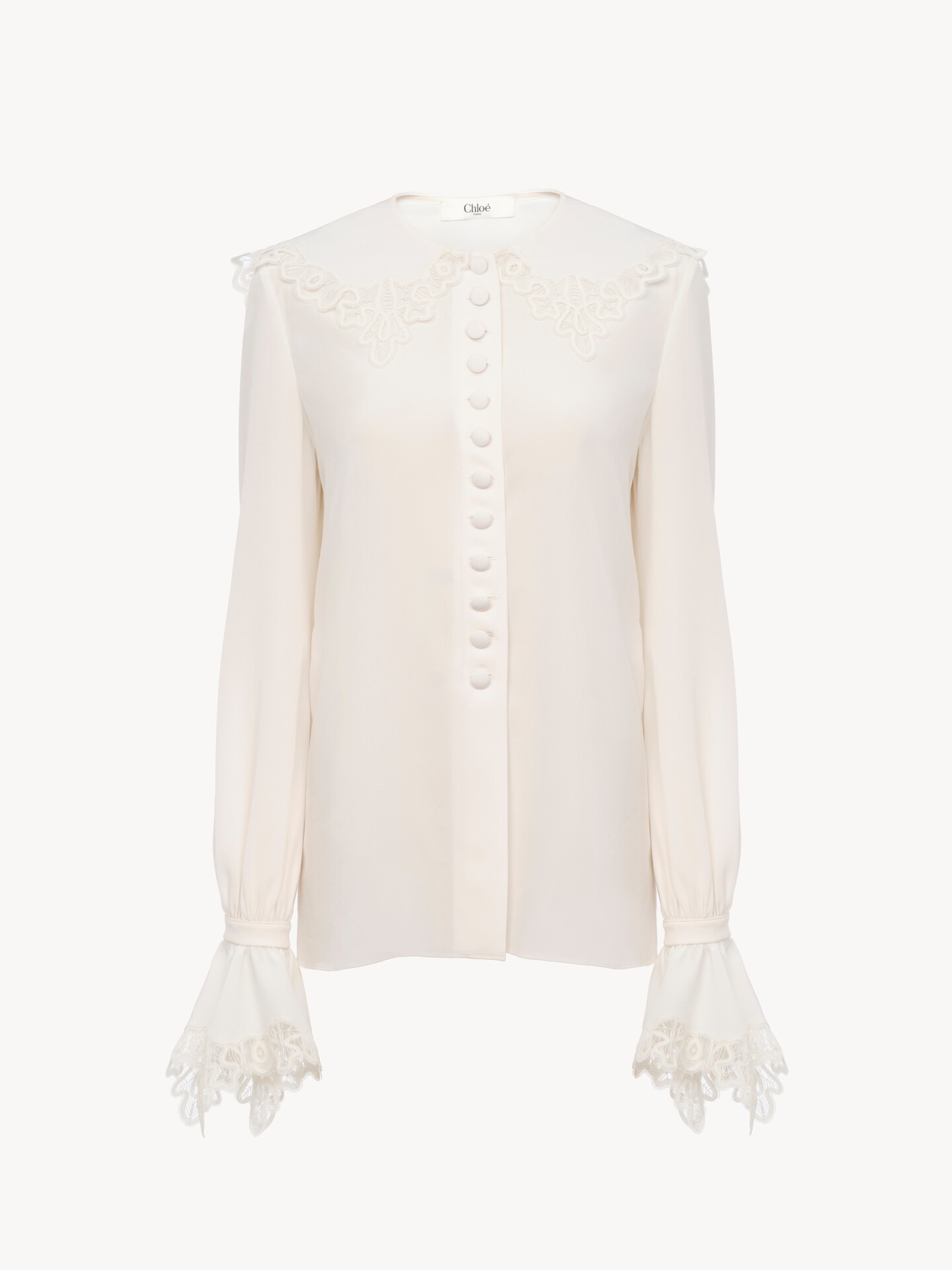 Fluid blouse in crêpe de chine & lace - 2