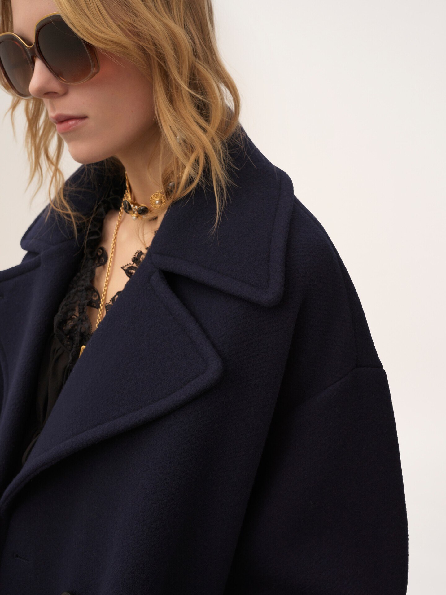 Manteau oversize crois&eacute; en laine - 7