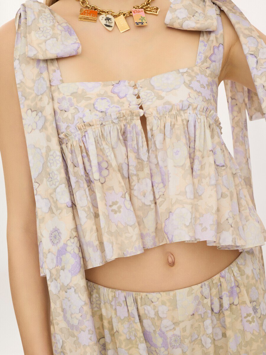 Knotted-strap cropped top in soft cotton - 5