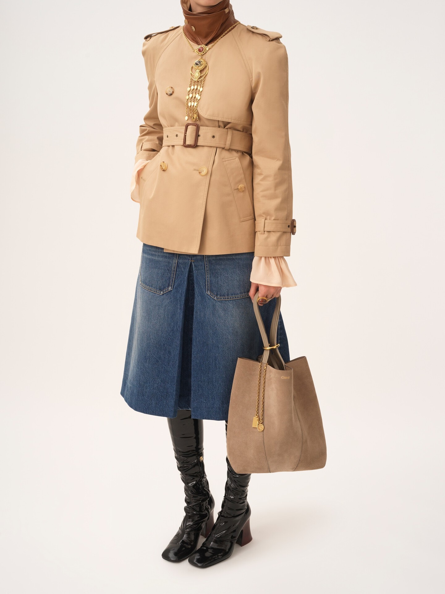 Chloé Spin tote bag in suede leather - 8