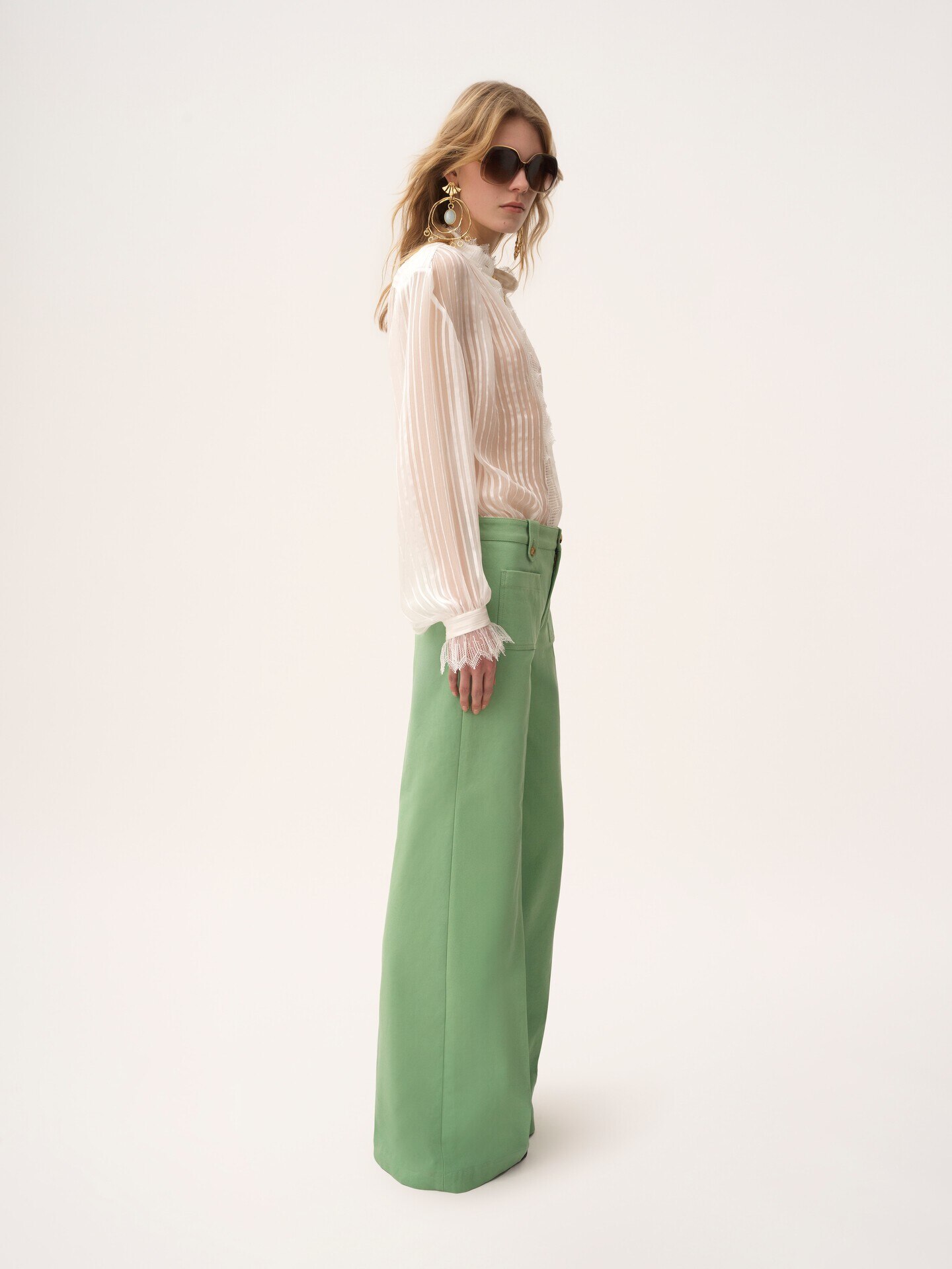 Flared pants in cotton canvas - 3
