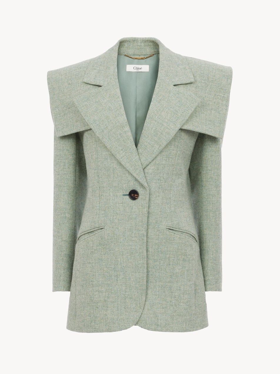 Single-breasted tailored jacket in chin&eacute; wool