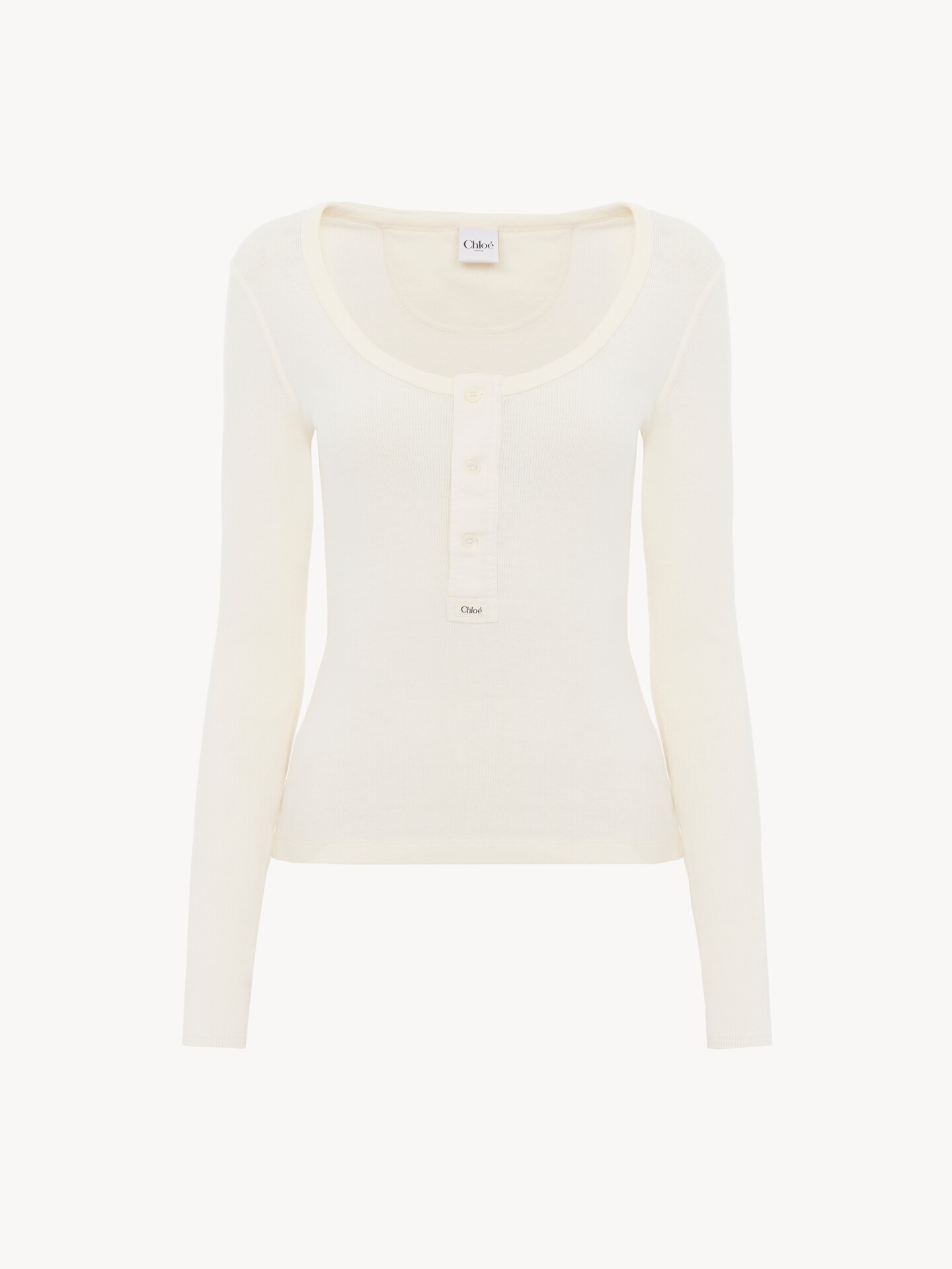 Scoop-neck Henley shirt in cotton jersey - 2.0