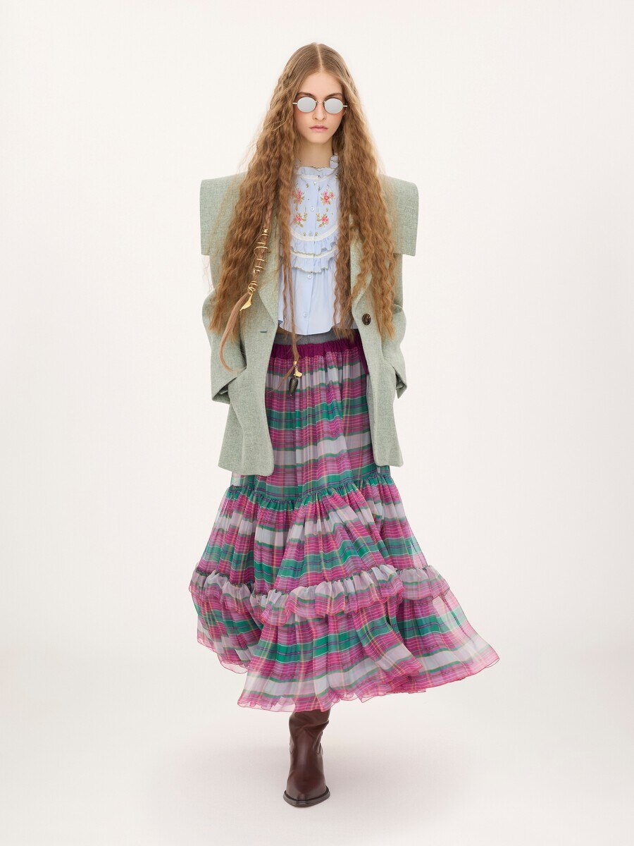 Veste blazer droite en laine chin&eacute;e - 3