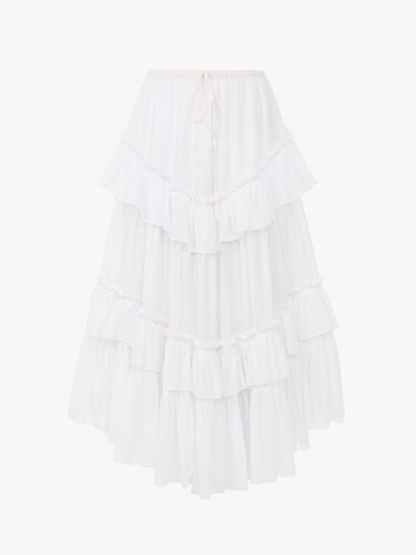 Layered ruffled midi skirt in cotton voile - 2