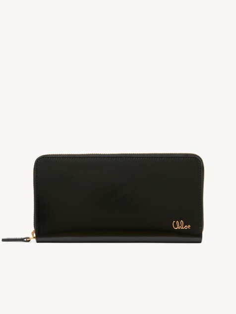 Chlo&eacute; Iconic zipped long wallet in shiny leather