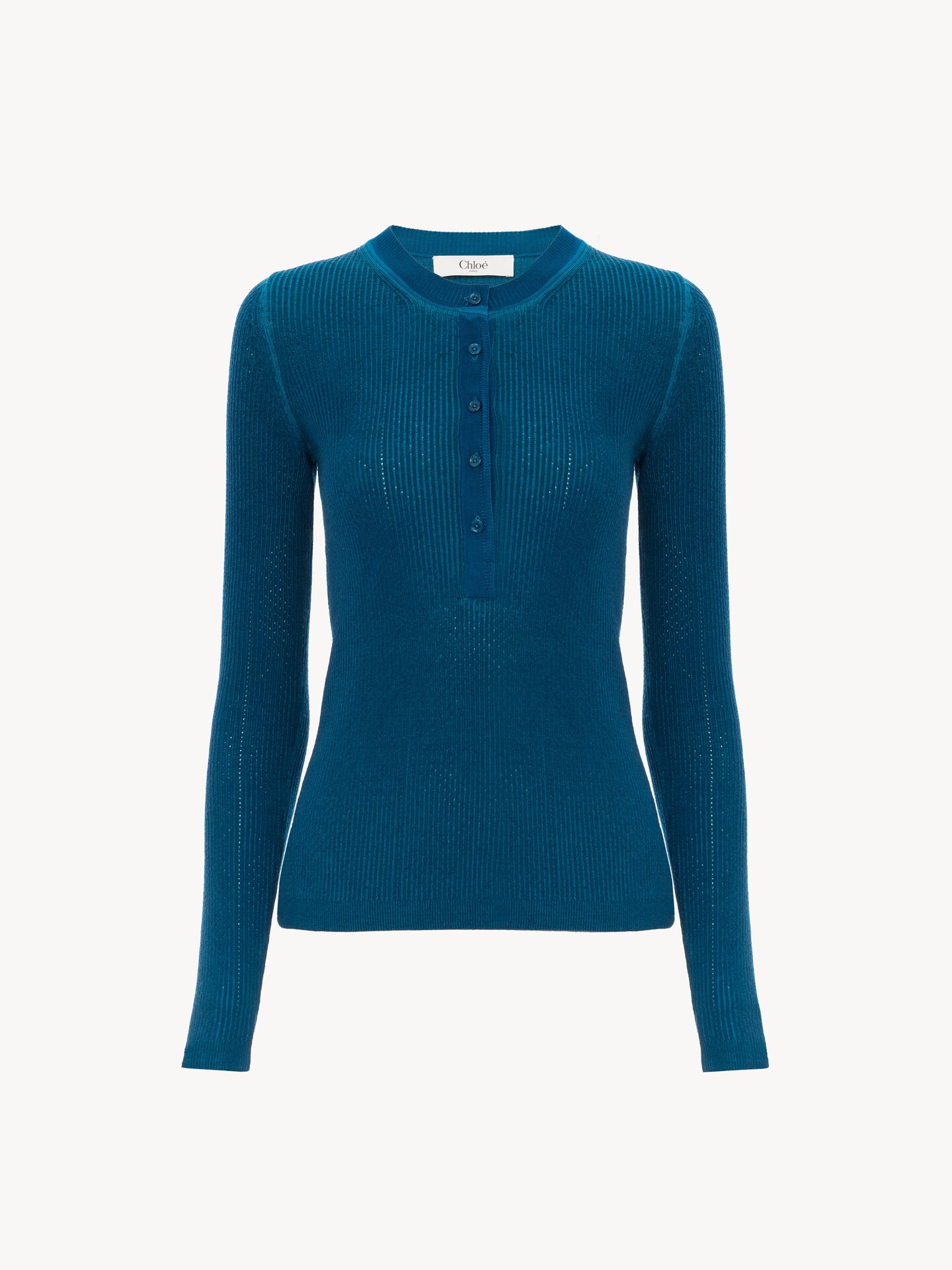 메리노 울 니트 헨리 셔츠 - 2