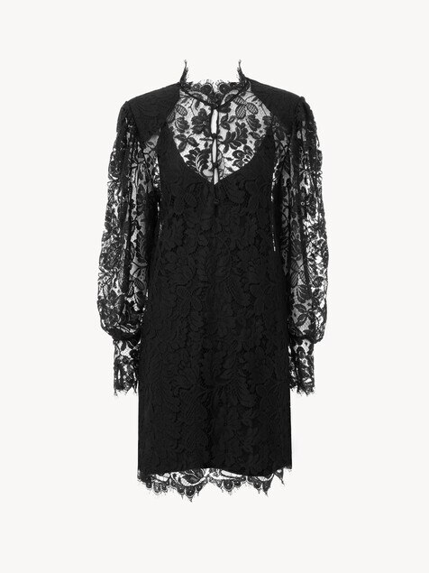 Long-sleeve mini dress in lace