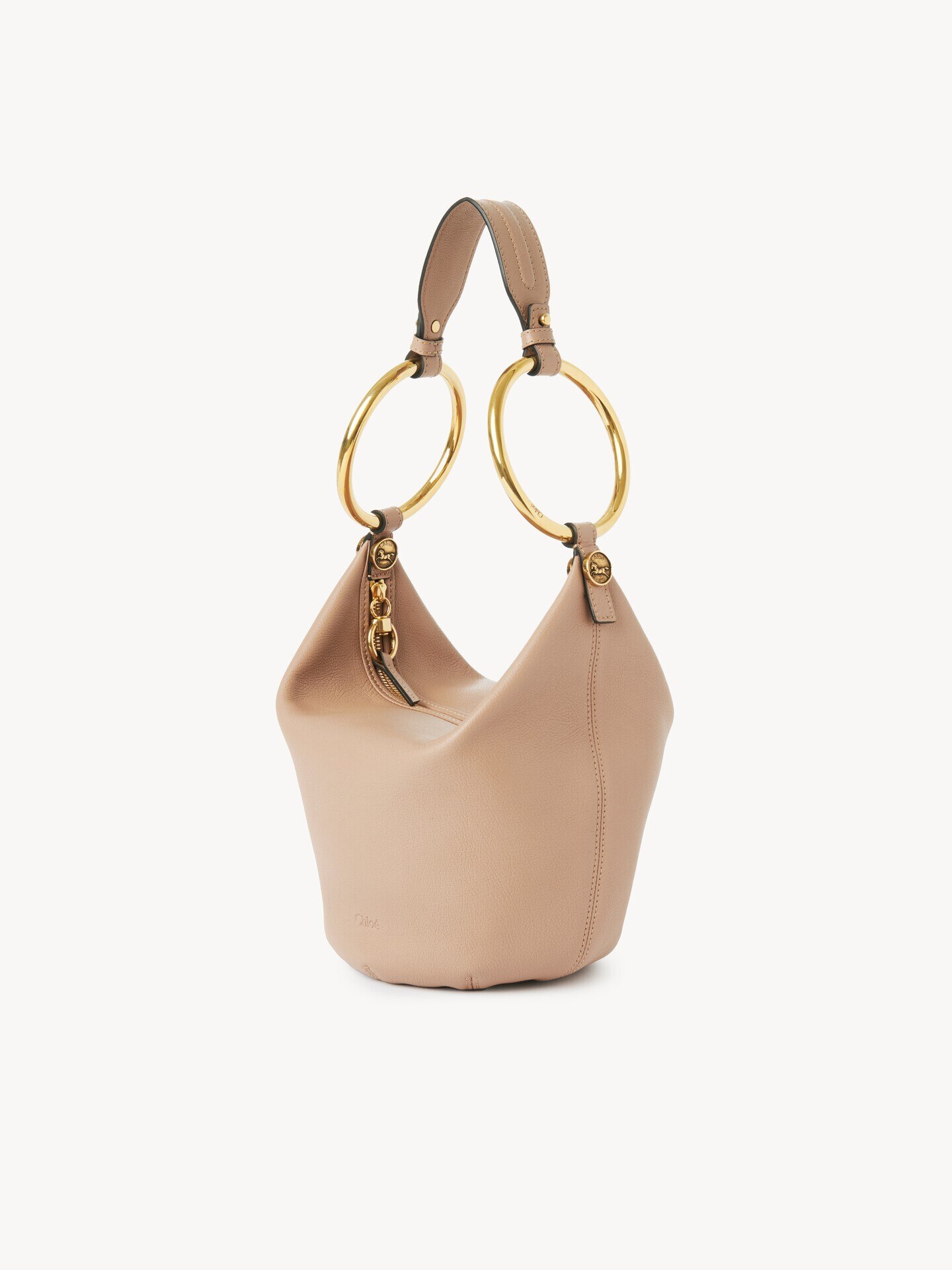 Petit sac port&eacute; &eacute;paule Bracelet bag en cuir grain&eacute; - 7