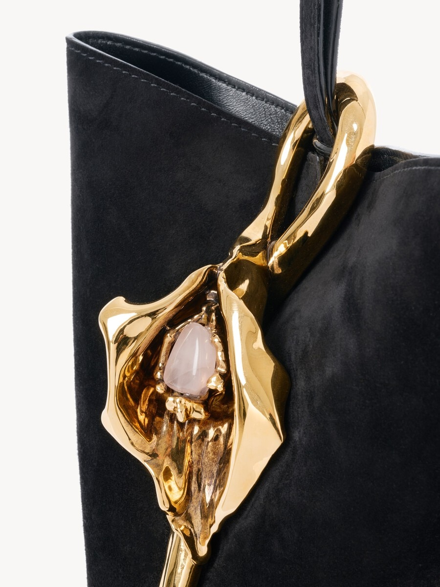 Petit sac seau dragonne Eden Treasures en cuir velours - 7