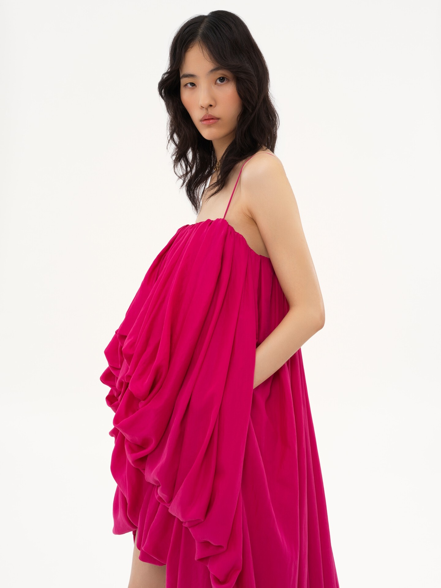 High-low sleeveless jumpsuit in washed silk pong&eacute; - 8