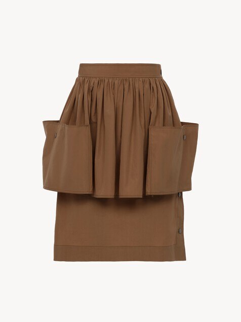 Layered knee-length skirt in cotton poplin