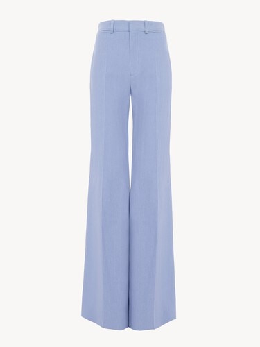 Flared high-rise trousers in linen cr&ecirc;pe - 2