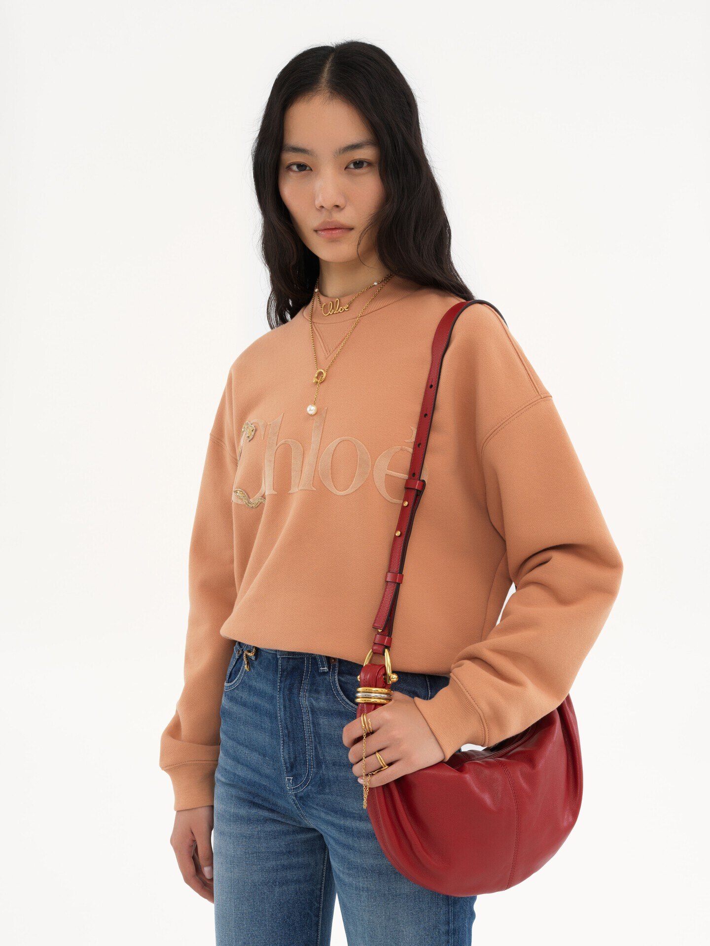 그레인드 가죽 스몰 Bracelet Hobo Bag - 4