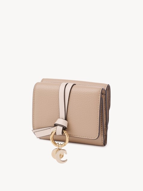 Mini Alphabet tri-fold in grained leather 