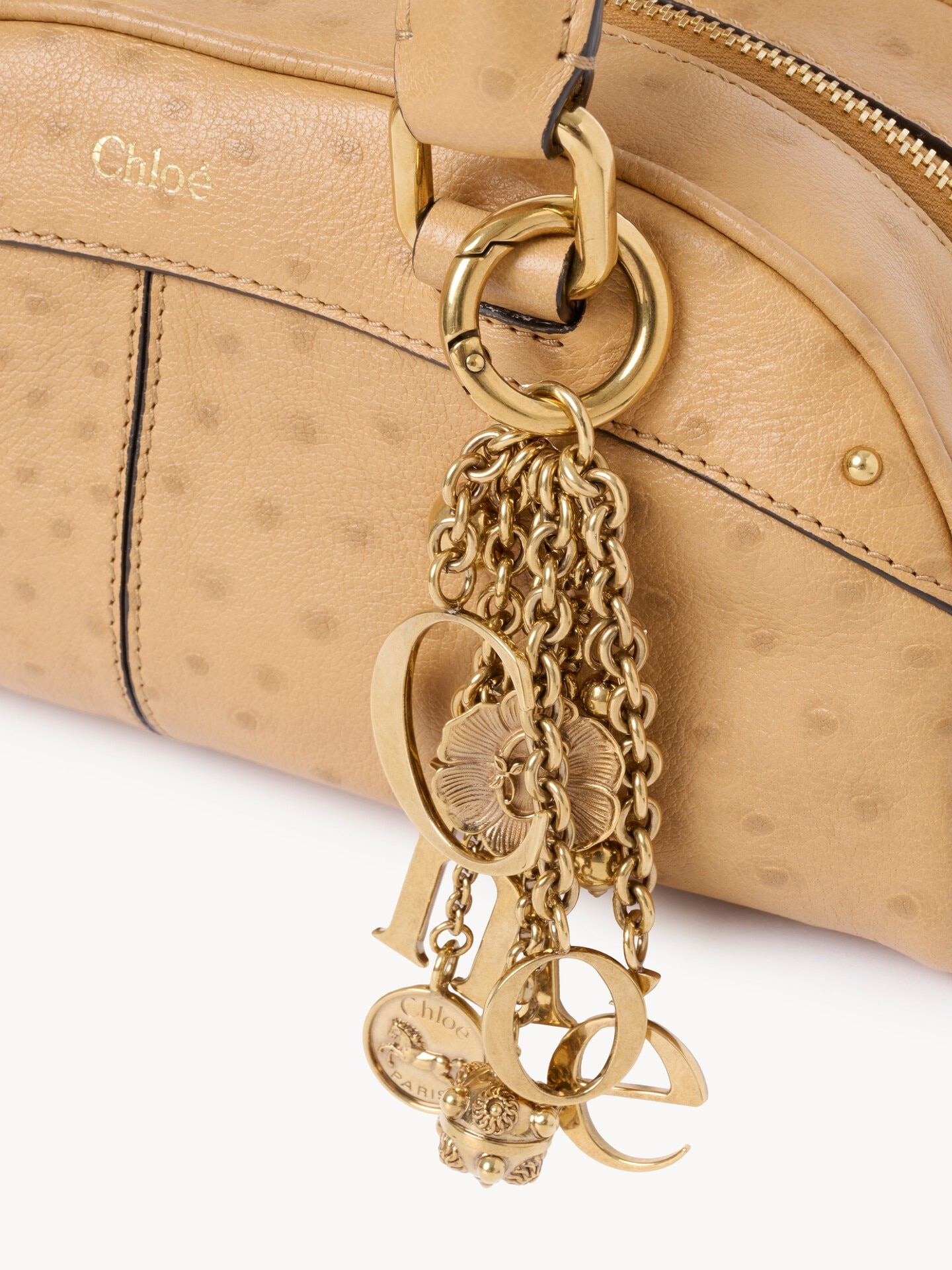 Small Chlo&eacute; bowling bag in ostrich-effect leather - 7