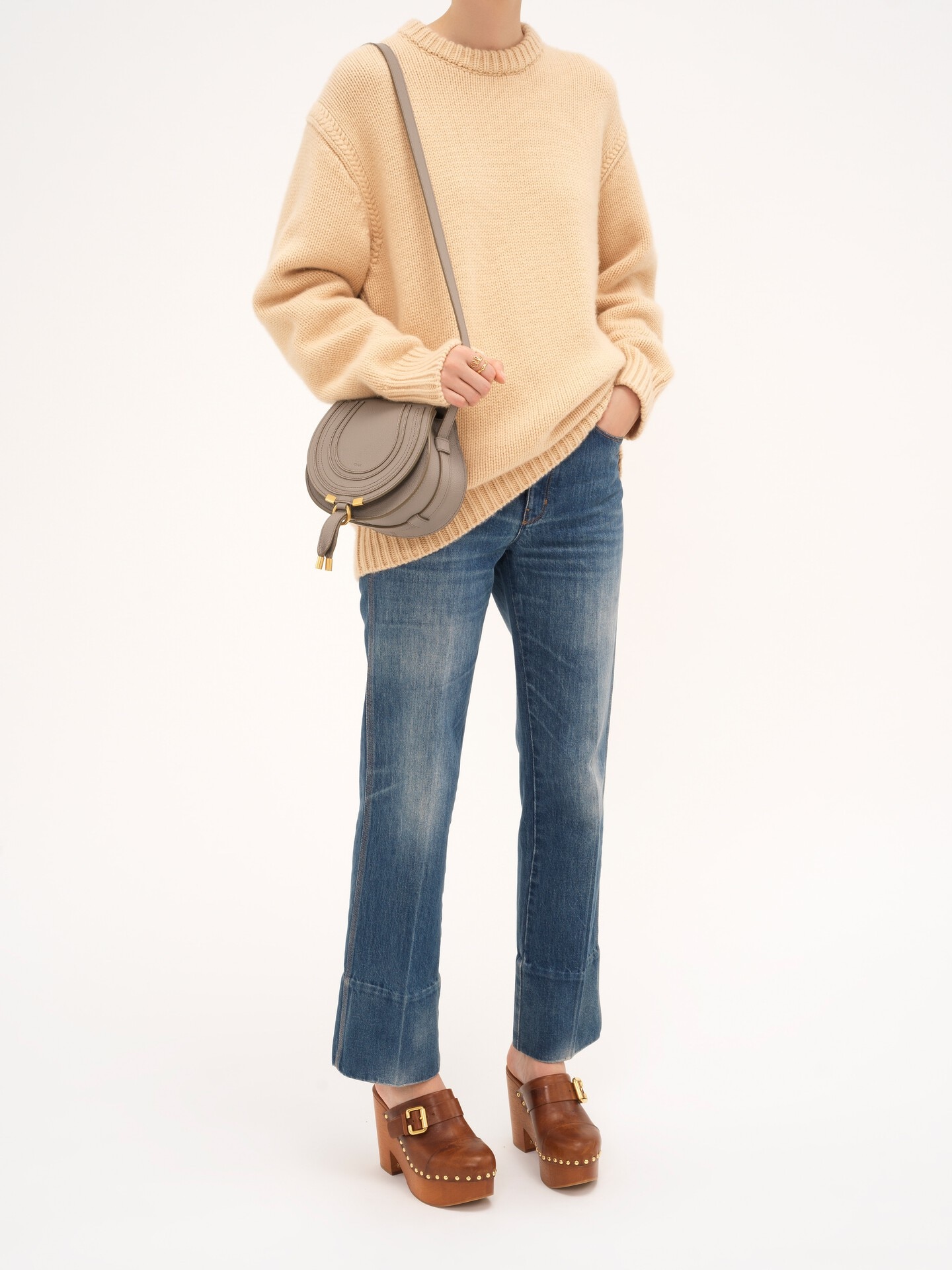 Bolso saddle peque&ntilde;o Marcie de cuero granulado - 7.0