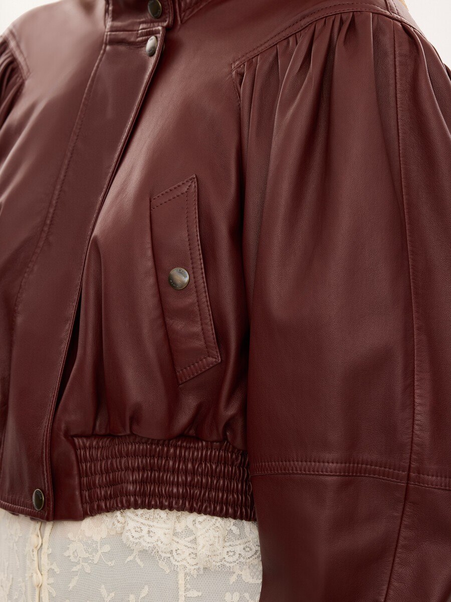 Cropped-Schaljacke aus Leder - 10