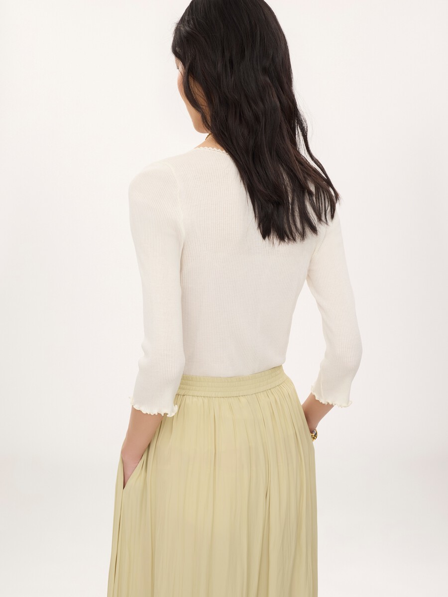 Fitted top in cotton & silk jersey - 5