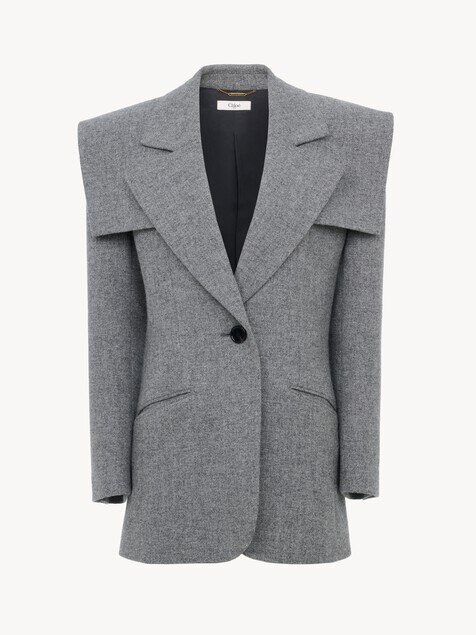 Single-breasted tailored jacket in chin&eacute; wool