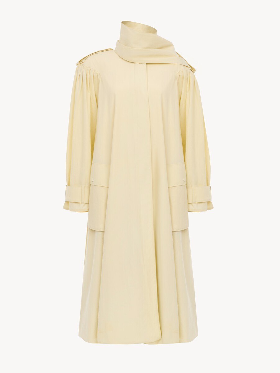 High-neck scarf trench coat in cotton poplin - 2