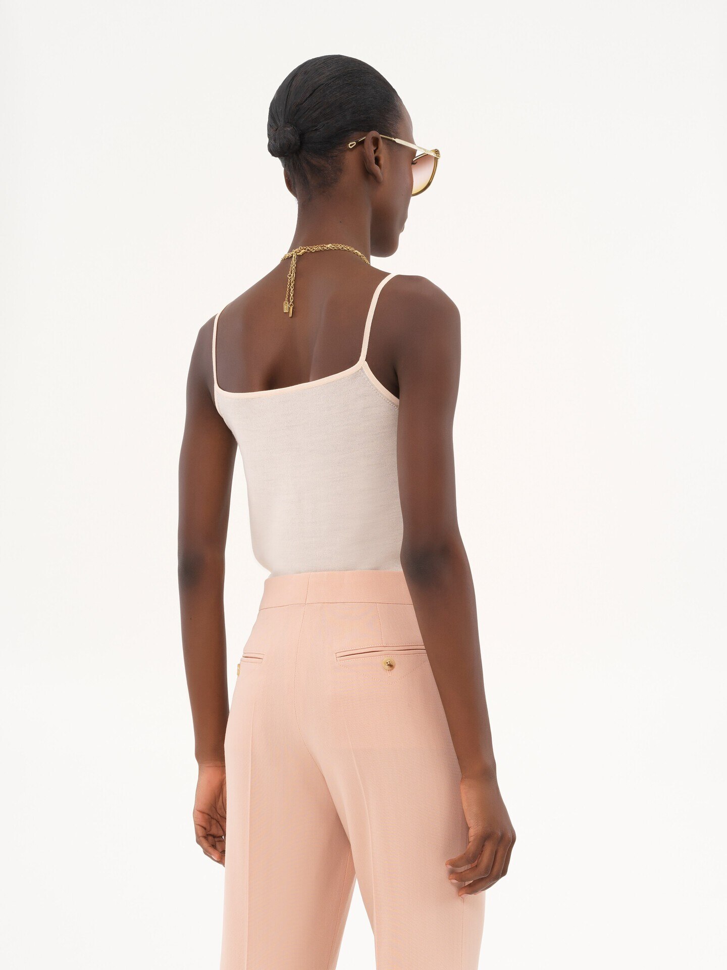 Thin-strap tank top in superfine wool knit  - 5