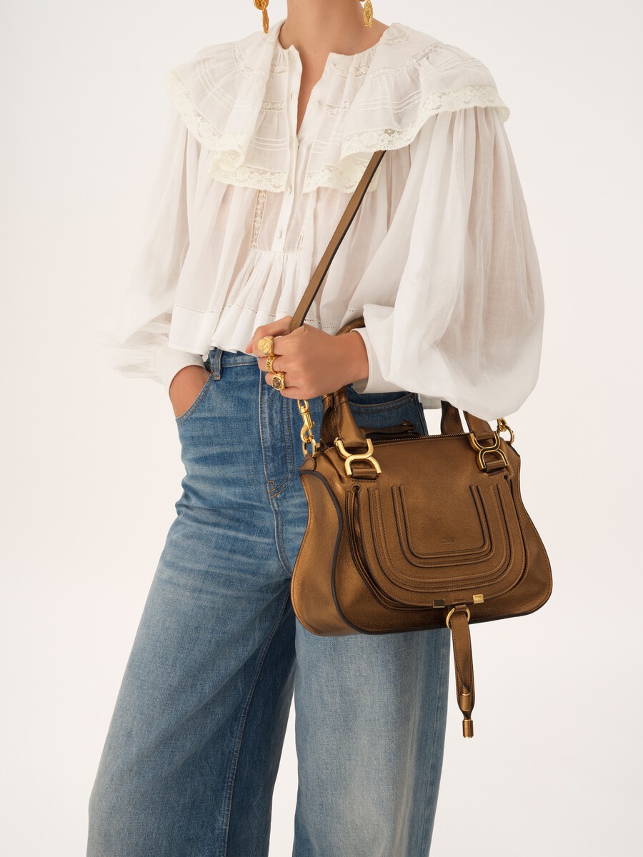 Small Marcie bag in metallized leather - 3