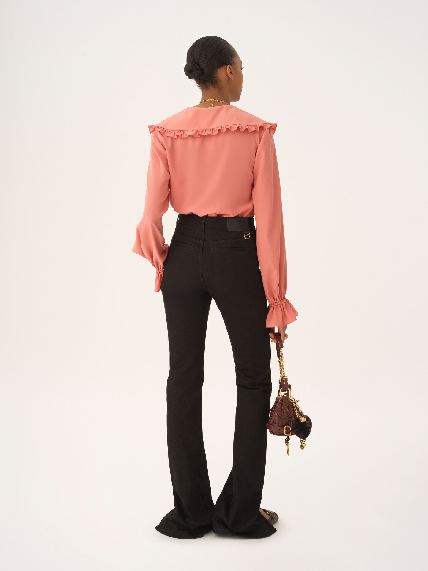 Fluid ruffle blouse in cr&ecirc;pe de chine - 6