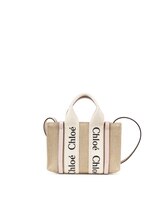 Chloe リネン製WOODYミニトートバッグ リネン製Woodyミニトートバッグ White - Brown - Chloé
