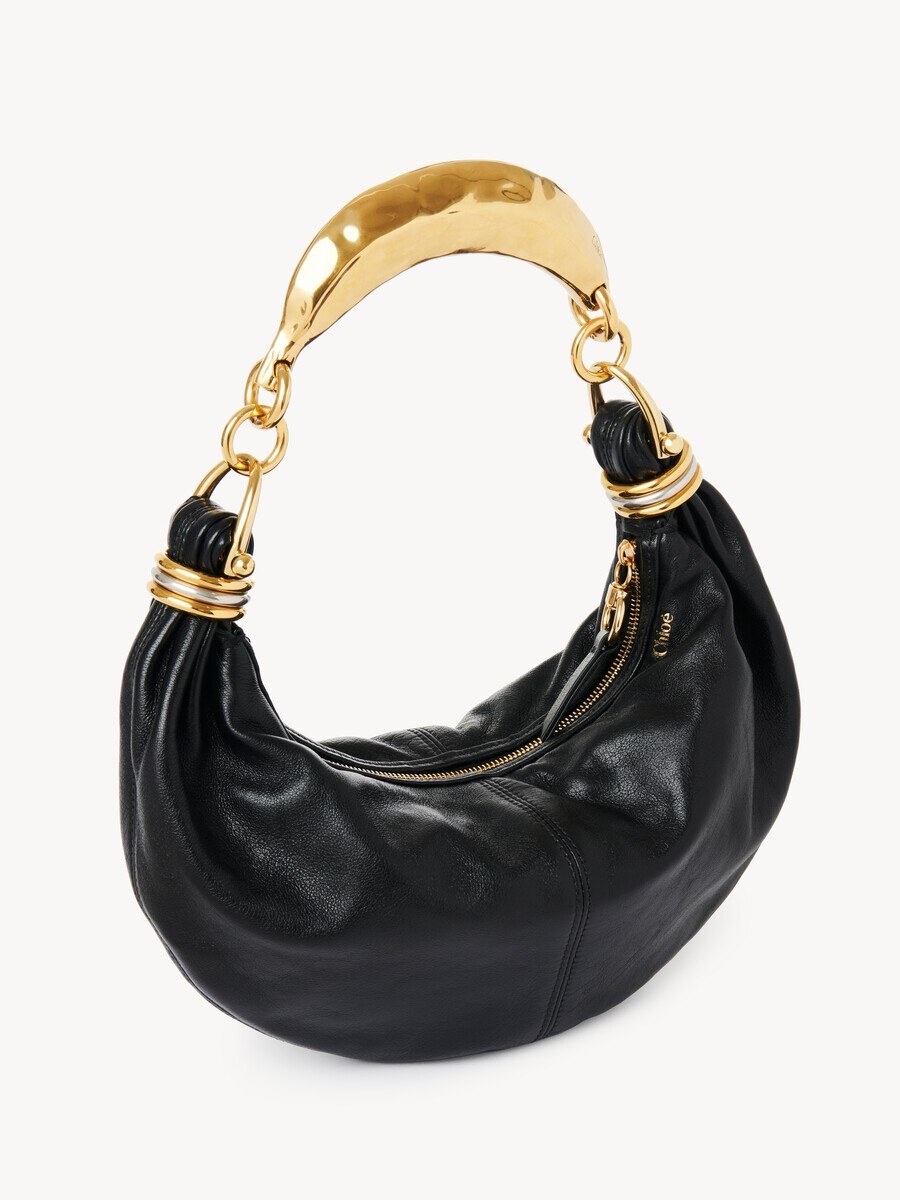 Small Bracelet Hobo Bag in grained leather - 6