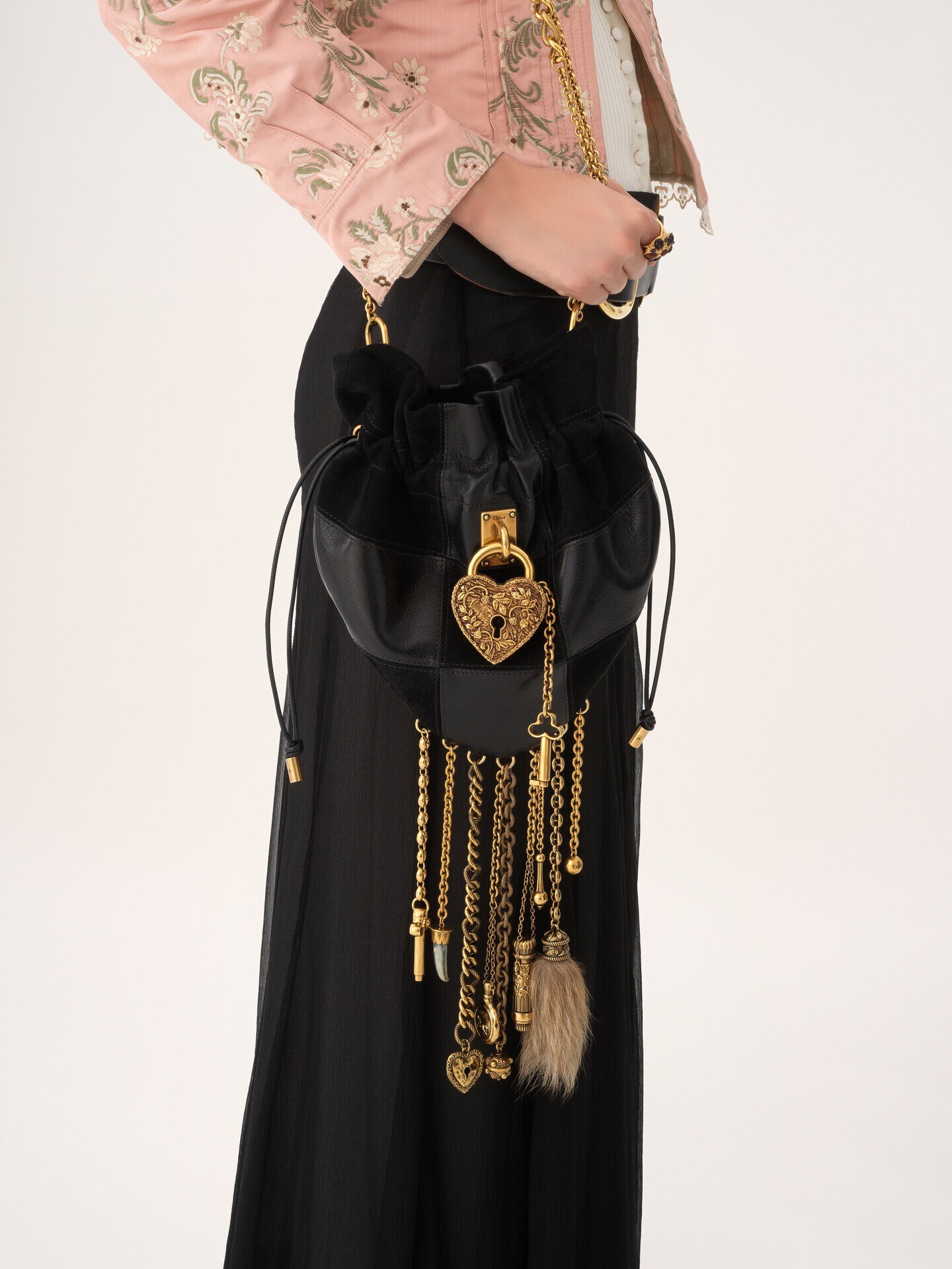 Ch&acirc;teau Treasures crossbody bag in grained & suede leather - 3