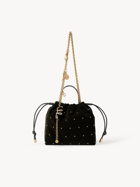 Mini Chlo&eacute; Icons shoulder bag with chain in studded velvet
