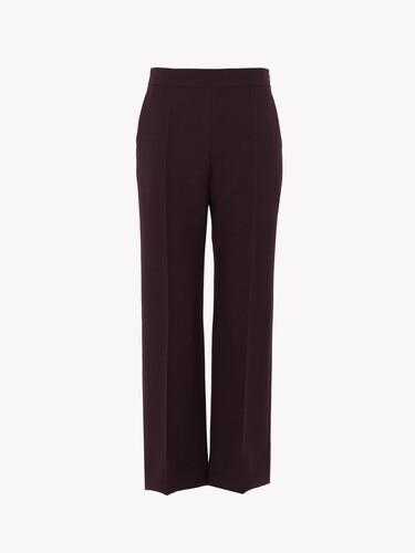 Straight cropped trousers in wool cr&ecirc;pe - 2