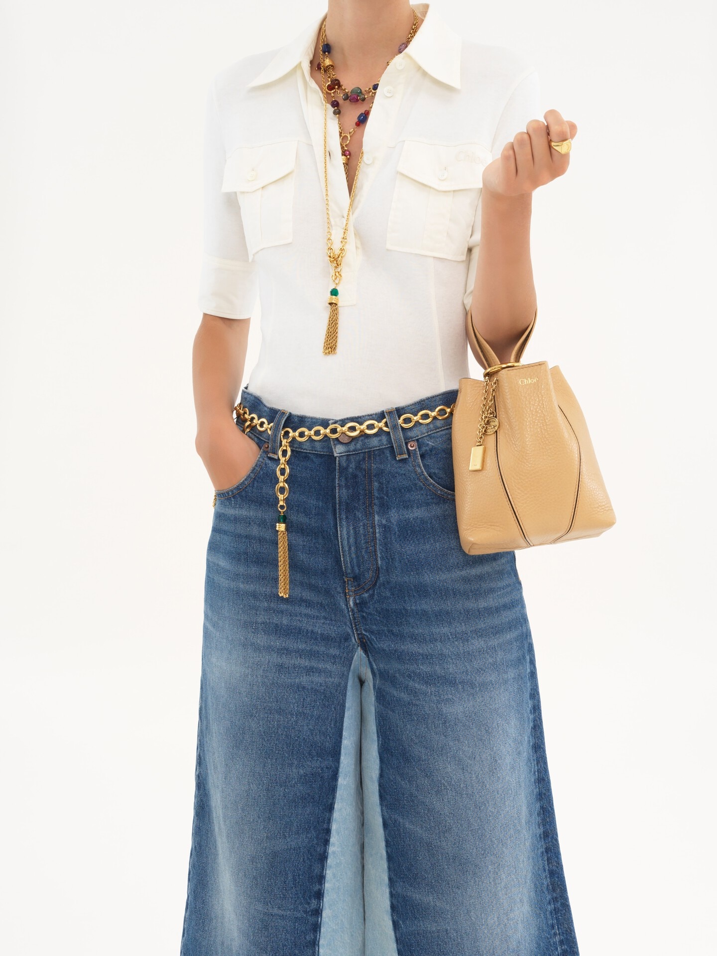 Tote bag piccola Chlo&eacute; Spin in pelle granata - 9