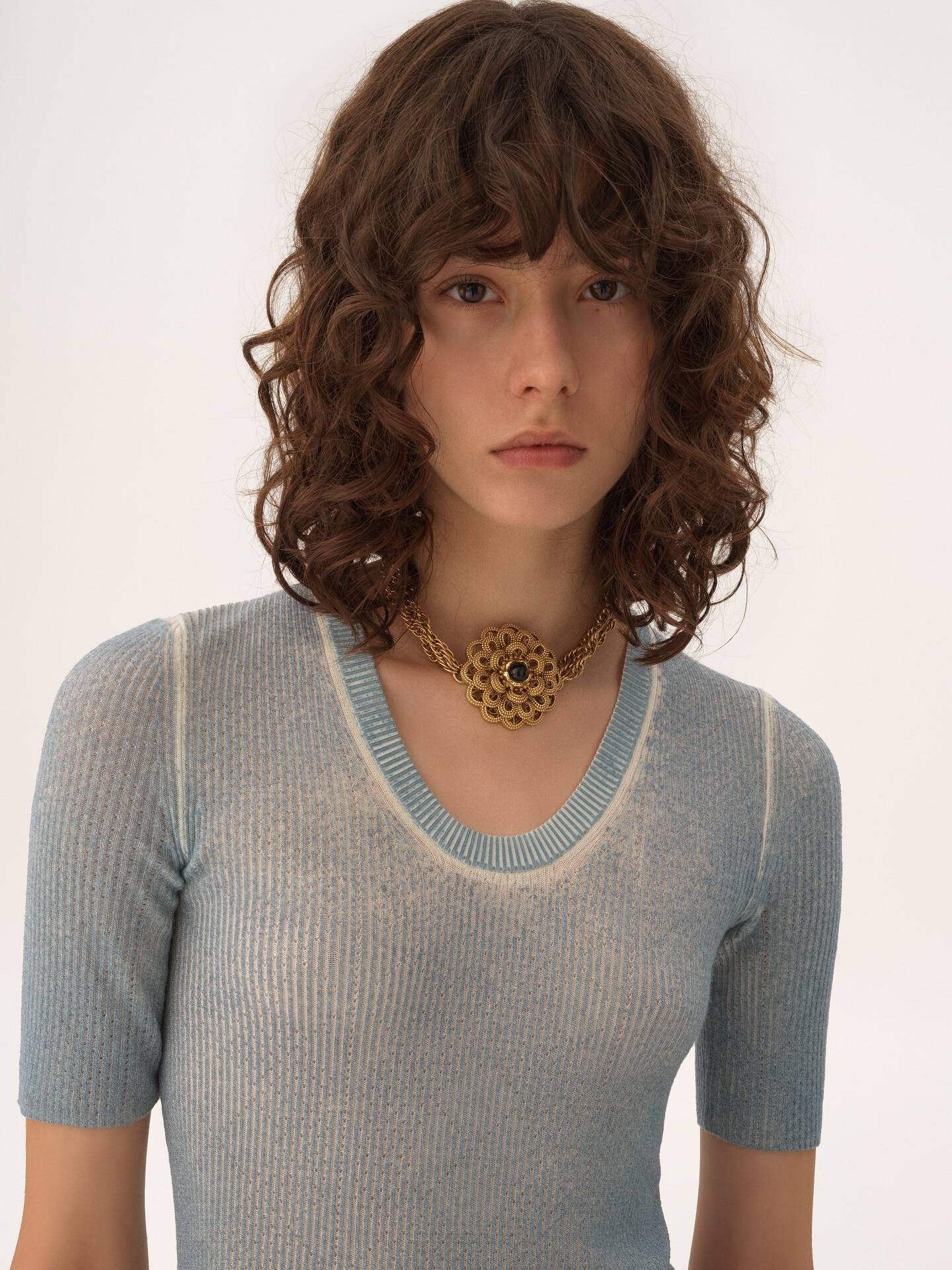 Pull manches courtes en maille de laine m&eacute;rinos - 7