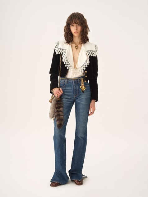 Chaqueta Spencer cropped de terciopelo