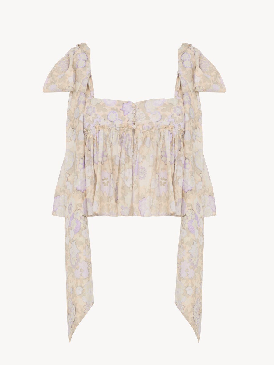 Knotted-strap cropped top in soft cotton - 2