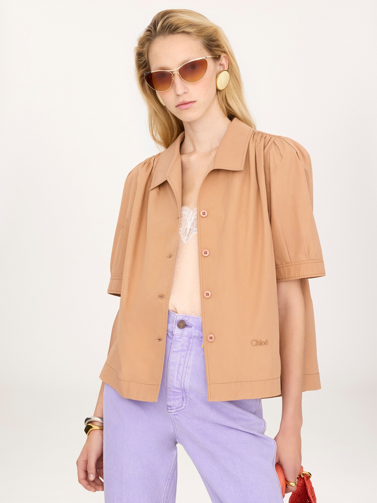 Chemise manches courtes en popeline de coton - 4