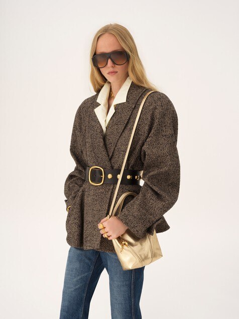 Small Chloé Spin tote bag in metallized leather with horse charms