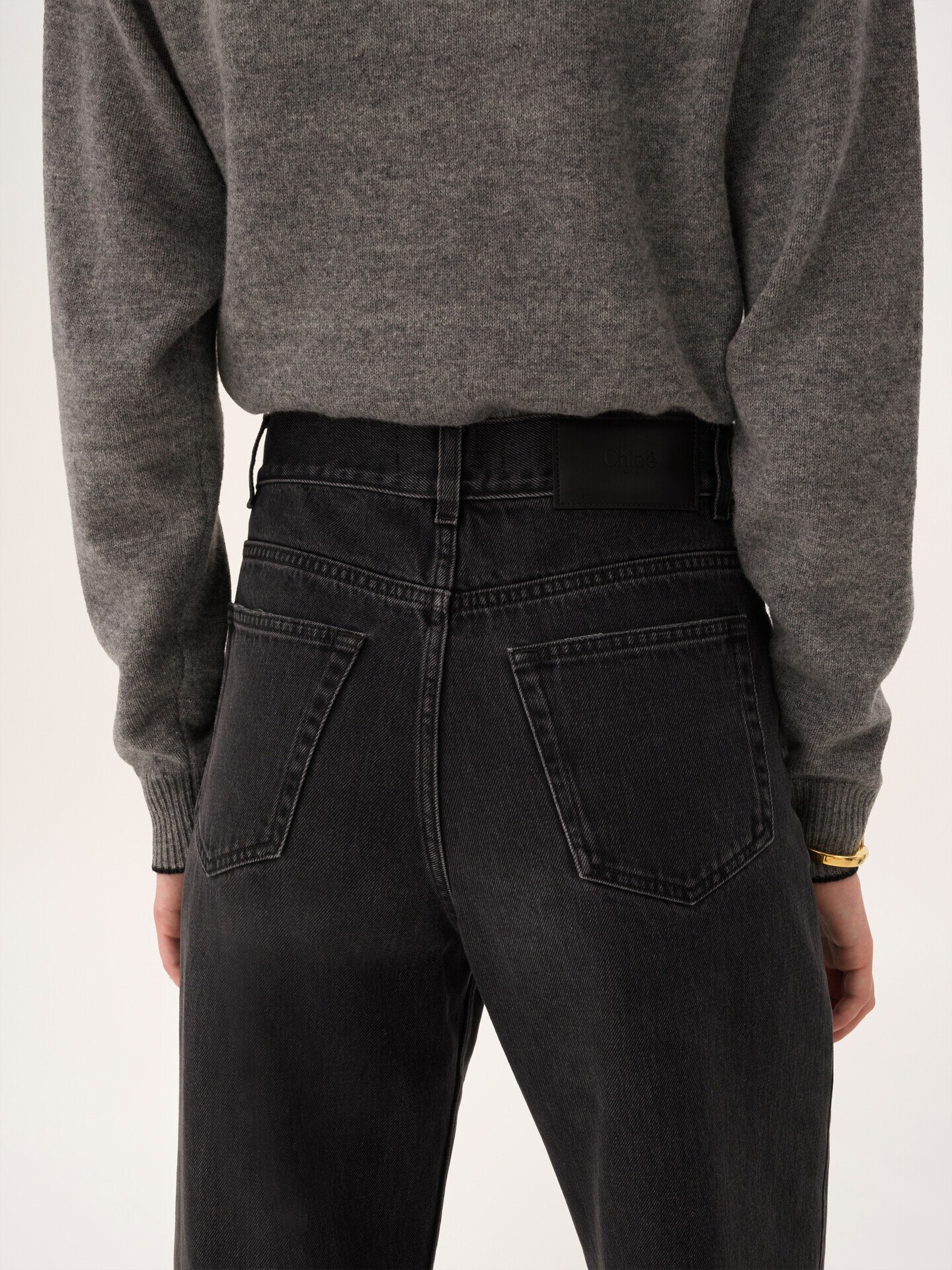 High-rise cropped jeans in denim - 6.0