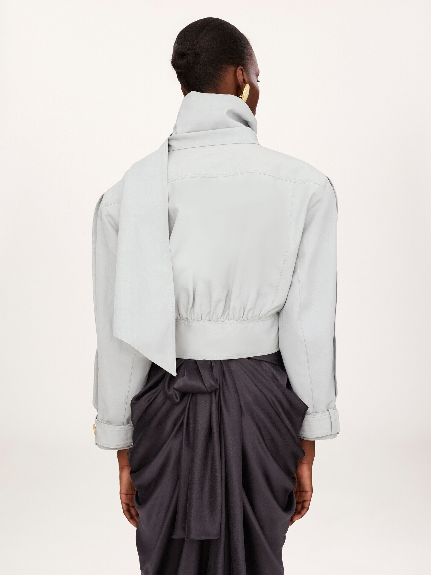Cropped scarf jacket in a linen-cotton mix - 5.0