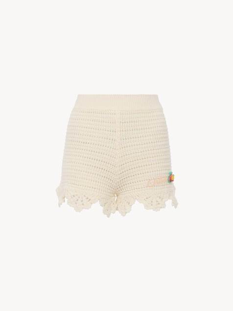 High-waisted logo mini shorts in crochet