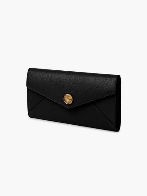Cartera larga con solapa Envelope de cuero granulado