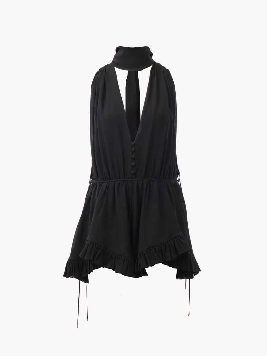 V-neck jumpsuit in silk georgette - 2